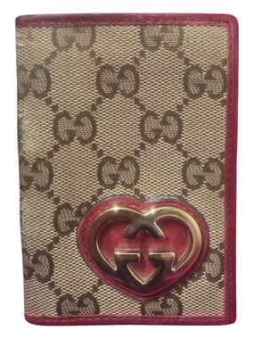 Authentic Gucci Monogram Heart Logo Wallet - Beige & Red Auth.Code:251848496085
